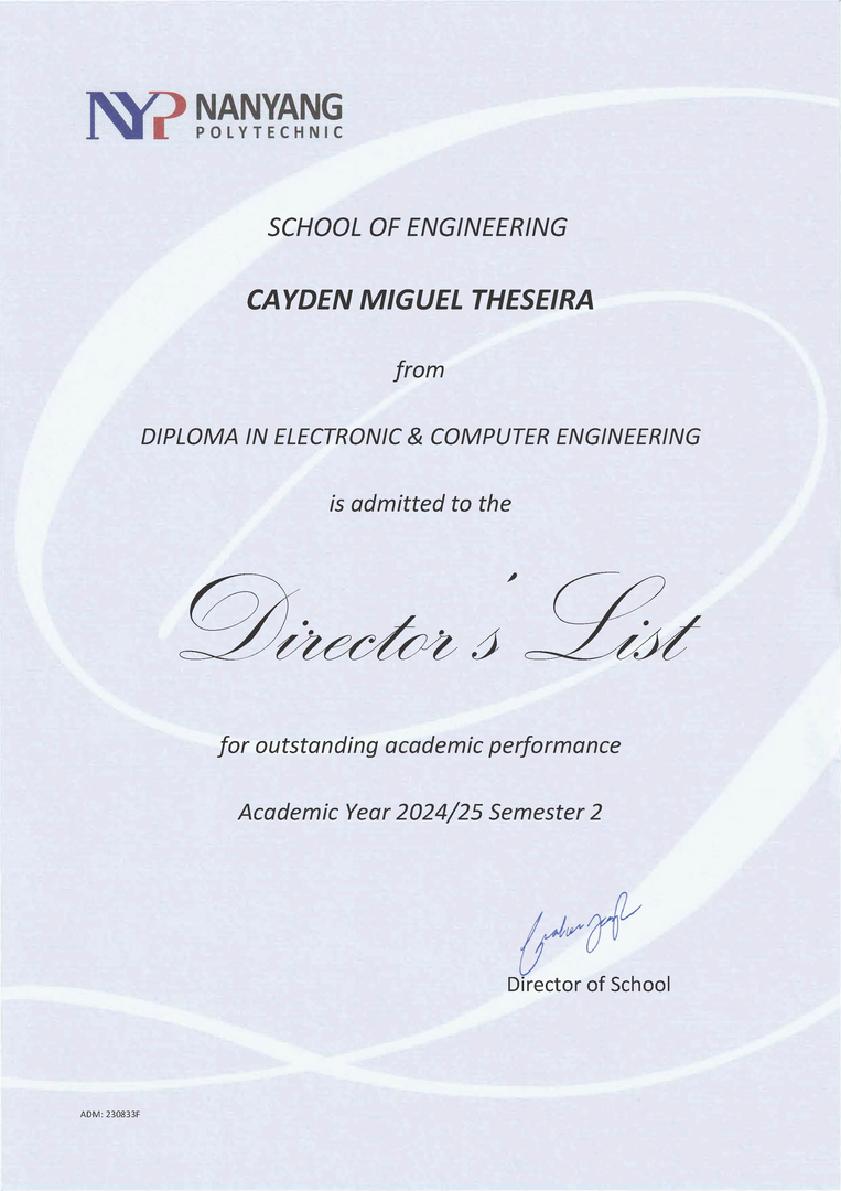 Director's List Year 2 Semester 2